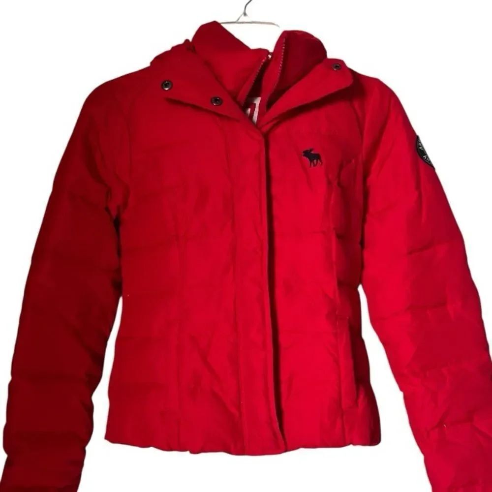 Abercrombie & Fitch Women’s Red Puffer Hooded Winter Outerwear Snow Jacket sz XS
